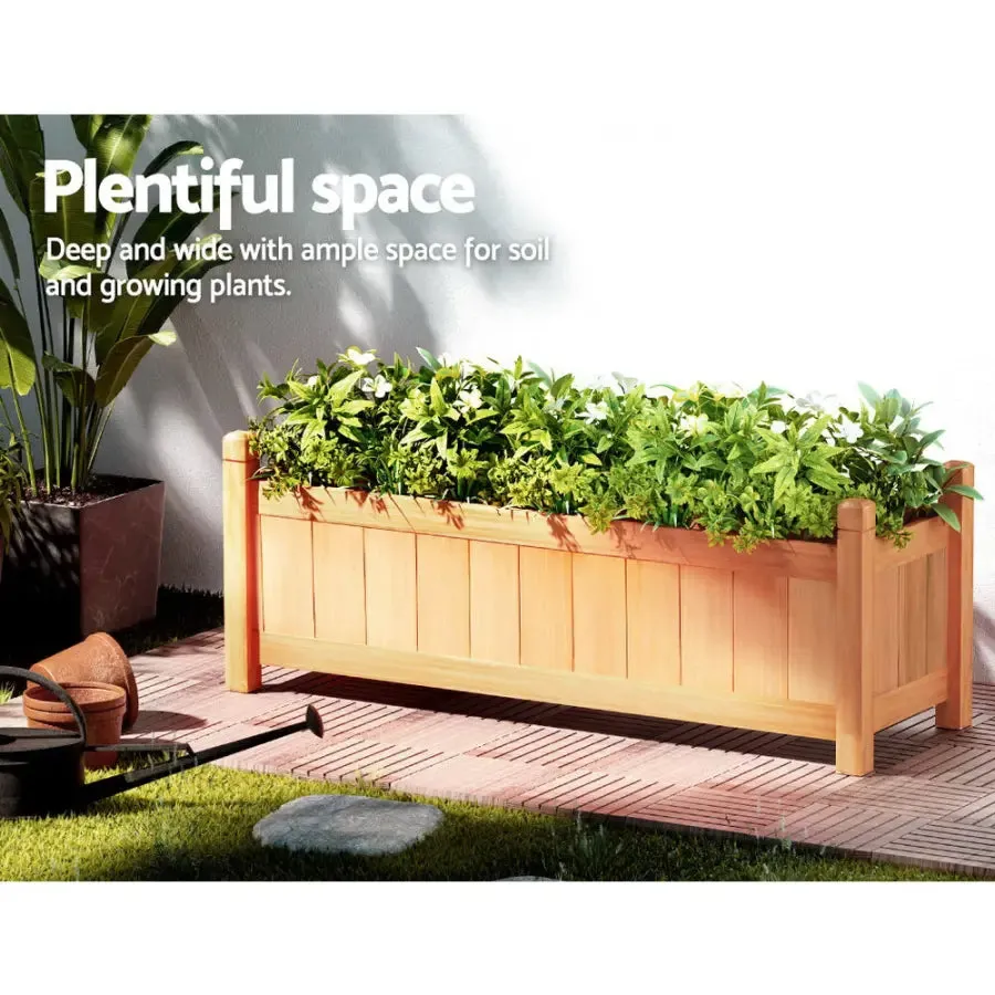 Green Fingers Garden Bed Raised Wooden Planter Outdoor Box Vegetables 90x30x33cm