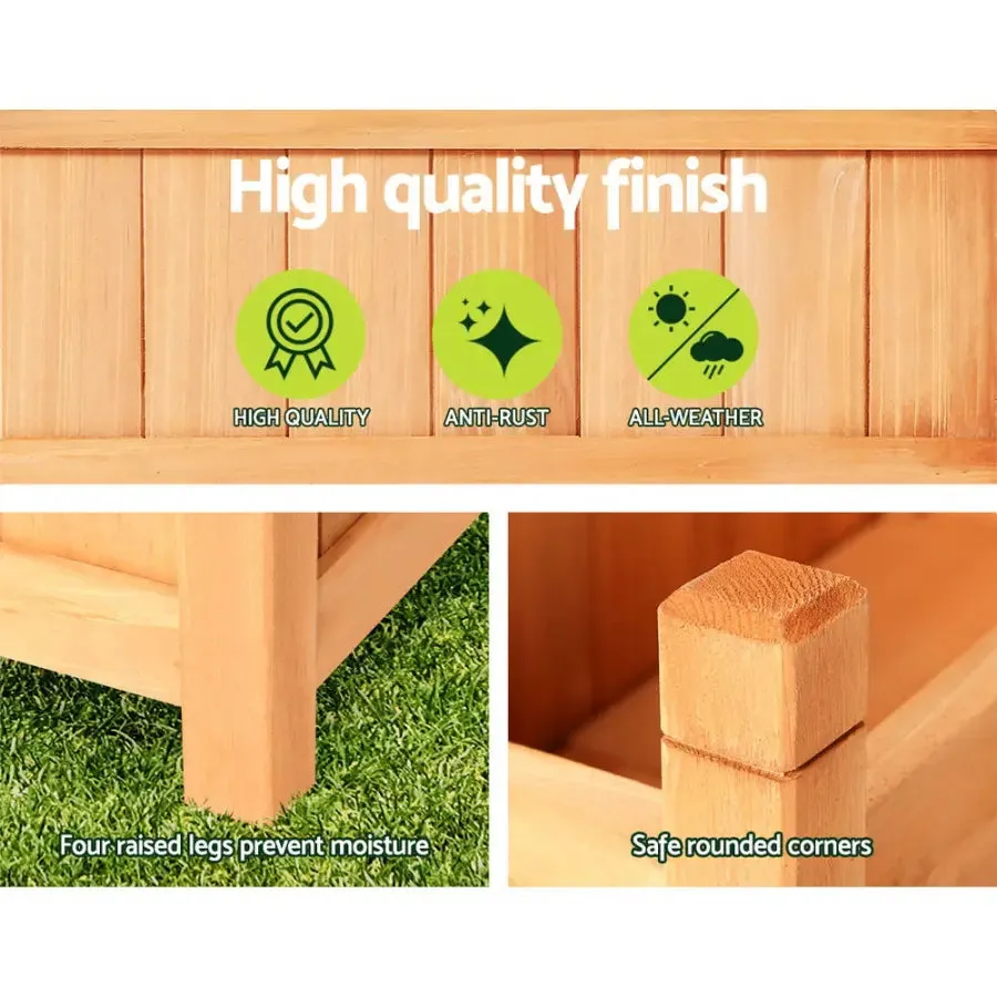 Green Fingers Garden Bed Raised Wooden Planter Outdoor Box Vegetables 90x30x33cm