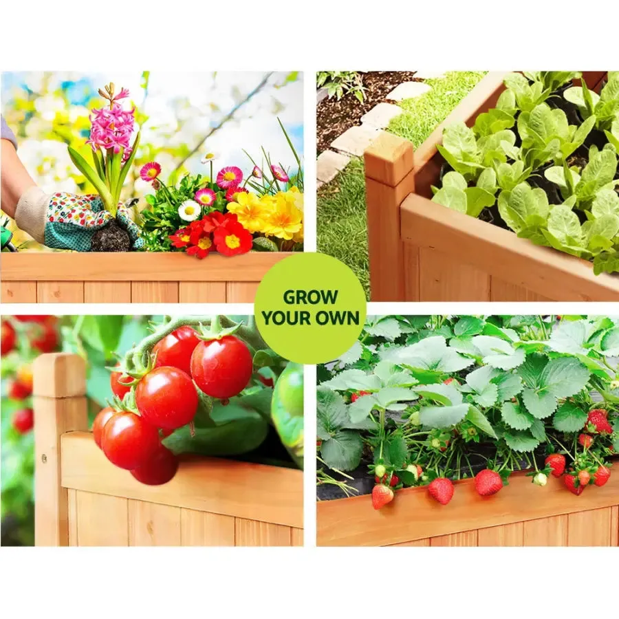 Green Fingers Garden Bed Raised Wooden Planter Outdoor Box Vegetables 90x30x33cm