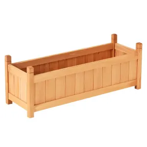 Green Fingers Garden Bed Raised Wooden Planter Outdoor Box Vegetables 90x30x33cm