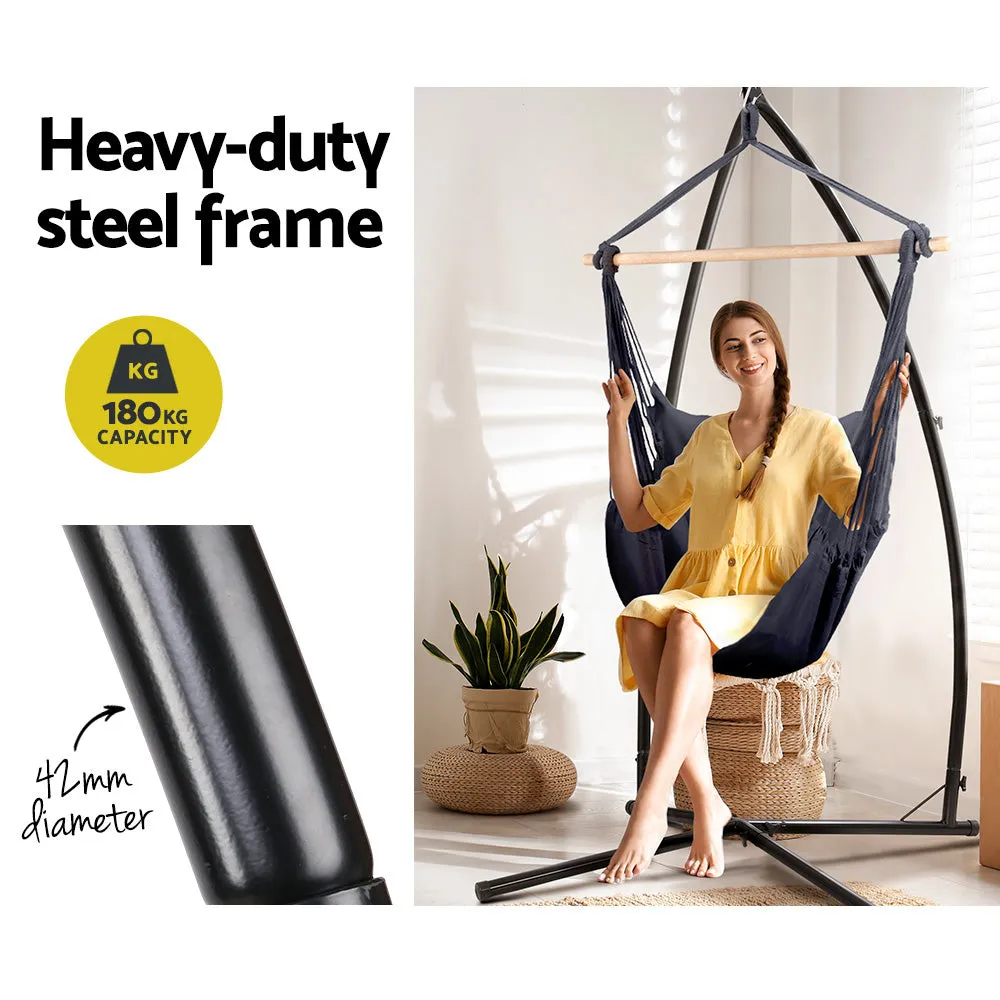 Hammock Chair Outdoor Camping Hanging with Steel Stand - Grey