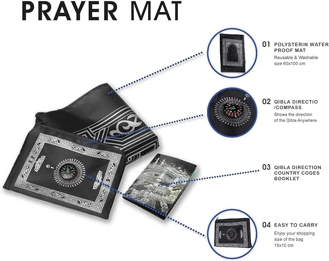 Islamic Prayer Mat with compass Qibla Direction S4876902