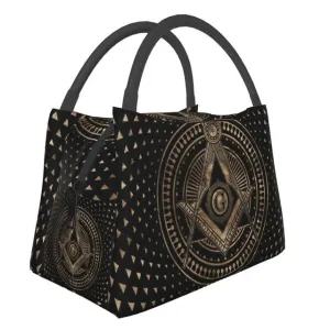 Master Mason Blue Lodge Lunch Bag - Bronze & Black Design