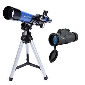 MaxUSee Kids Telescope 400x40mm with Finder Scope for Kids & Beginners   Portable 10X42 HD Monocular with BAK4 Prism FMC Lens for Moon Viewing Bird Watching Wildlife Scenery