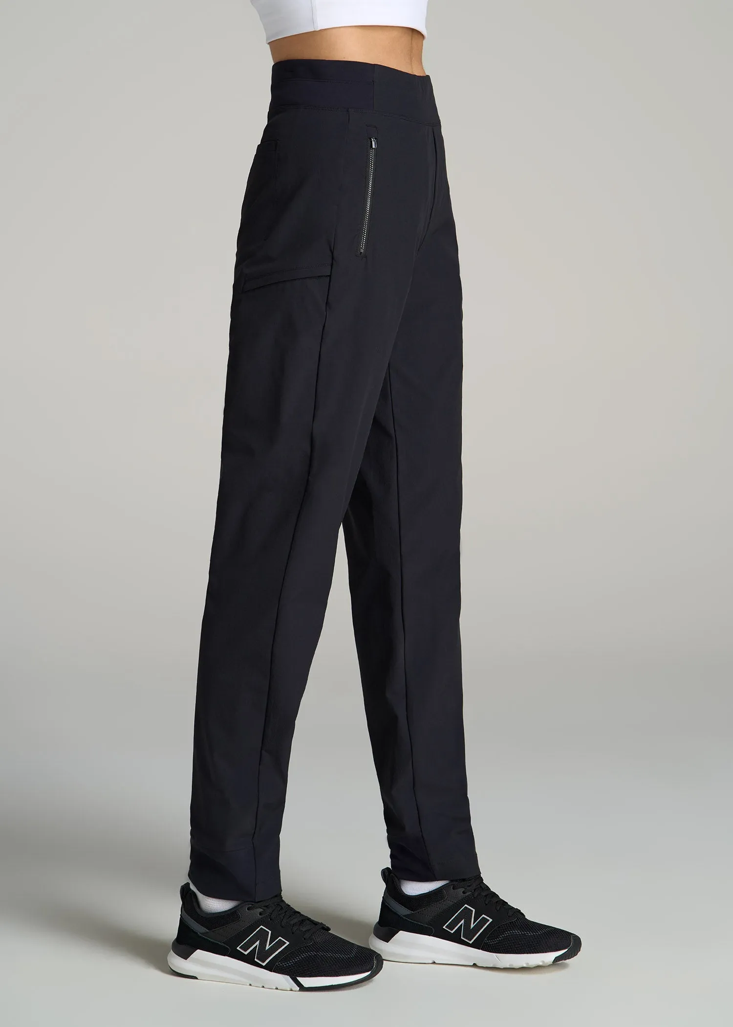Pull-on Mini Ripstop Pants for Tall Women in Black