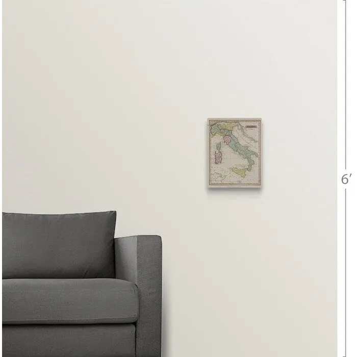 "Antique map of Italy and surrounding islands" Canvas Wall Art - Multi