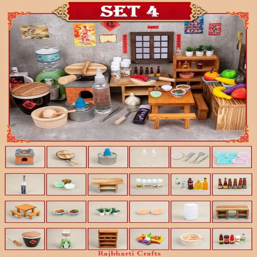 Real Cooking Miniature Set Tiny Cooking Set Dollhouse Kitchen Set Miniature Stove Miniature Kitchen Set Miniature Utensils Pretend Play Set
