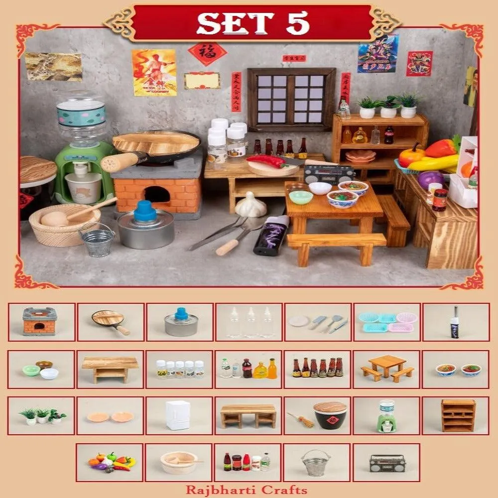Real Cooking Miniature Set Tiny Cooking Set Dollhouse Kitchen Set Miniature Stove Miniature Kitchen Set Miniature Utensils Pretend Play Set