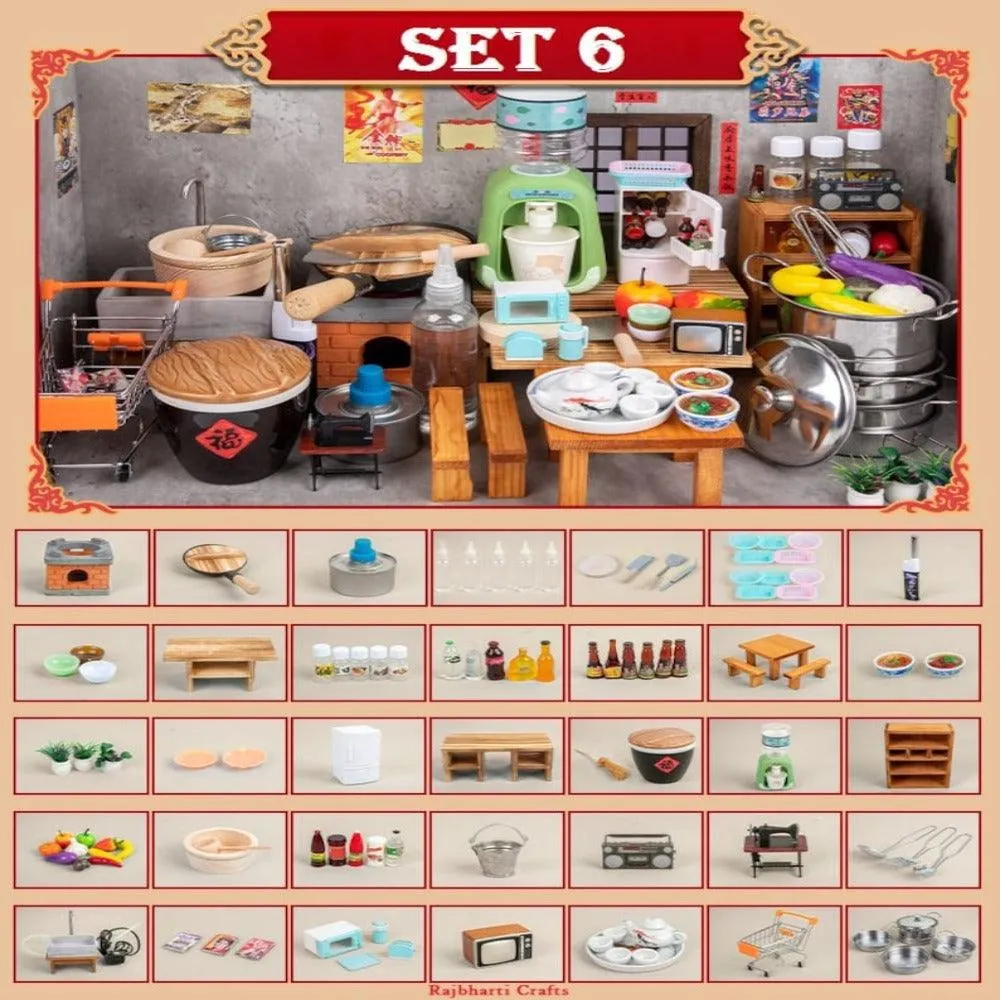 Real Cooking Miniature Set Tiny Cooking Set Dollhouse Kitchen Set Miniature Stove Miniature Kitchen Set Miniature Utensils Pretend Play Set