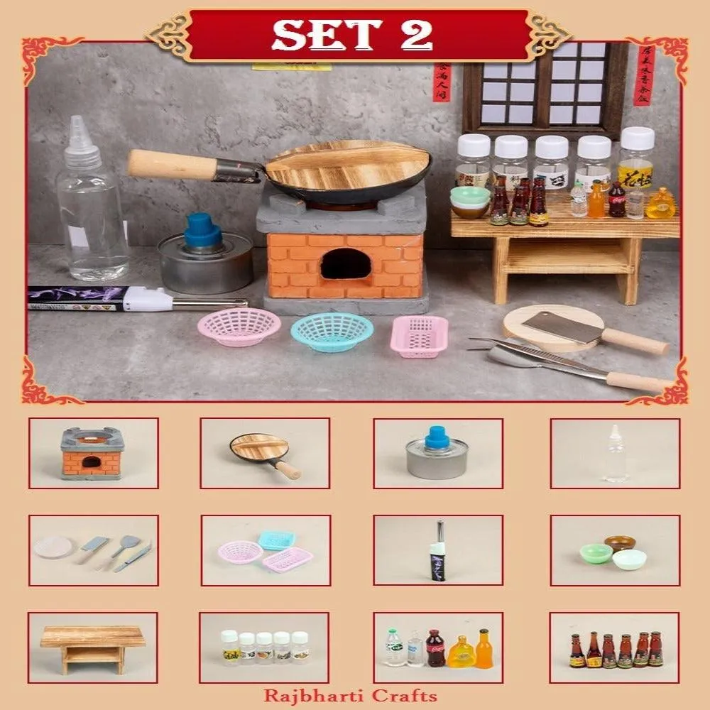 Real Cooking Miniature Set Tiny Cooking Set Dollhouse Kitchen Set Miniature Stove Miniature Kitchen Set Miniature Utensils Pretend Play Set