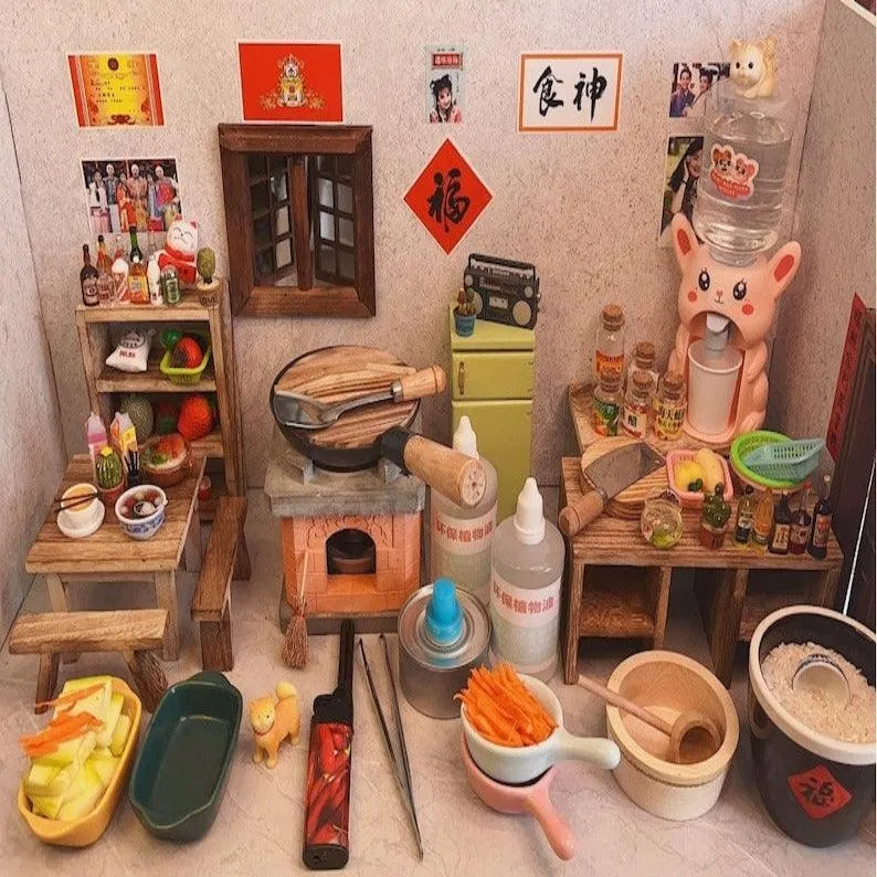 Real Miniature Cooking Set Tiny Cooking Set Dollhouse Kitchen Set Miniature Stove Miniature Kitchen Set Miniature Utensils Pretend Play Set