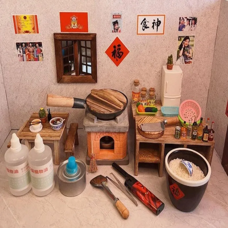 Real Miniature Cooking Set Tiny Cooking Set Dollhouse Kitchen Set Miniature Stove Miniature Kitchen Set Miniature Utensils Pretend Play Set