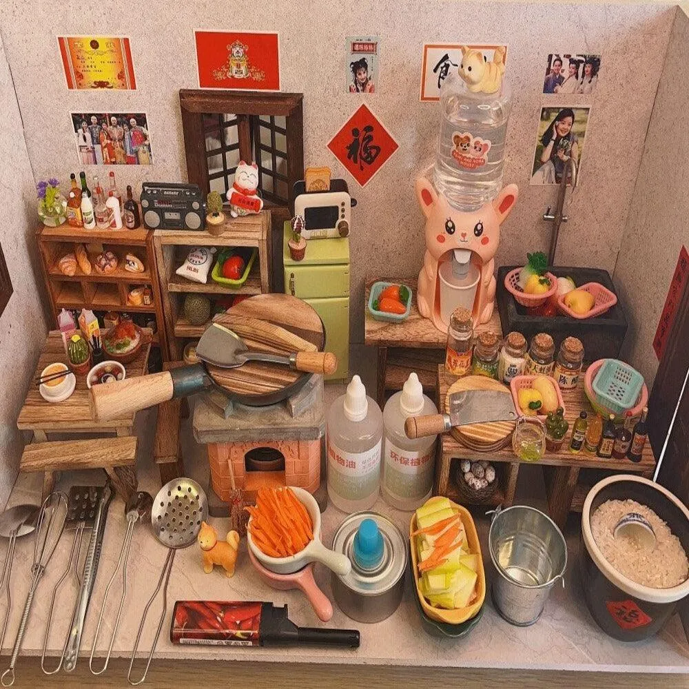 Real Miniature Cooking Set Tiny Cooking Set Dollhouse Kitchen Set Miniature Stove Miniature Kitchen Set Miniature Utensils Pretend Play Set