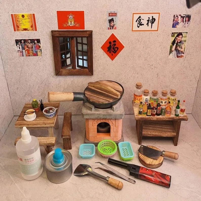 Real Miniature Cooking Set Tiny Cooking Set Dollhouse Kitchen Set Miniature Stove Miniature Kitchen Set Miniature Utensils Pretend Play Set