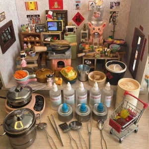 Real Miniature Cooking Set Tiny Cooking Set Dollhouse Kitchen Set Miniature Stove Miniature Kitchen Set Miniature Utensils Pretend Play Set