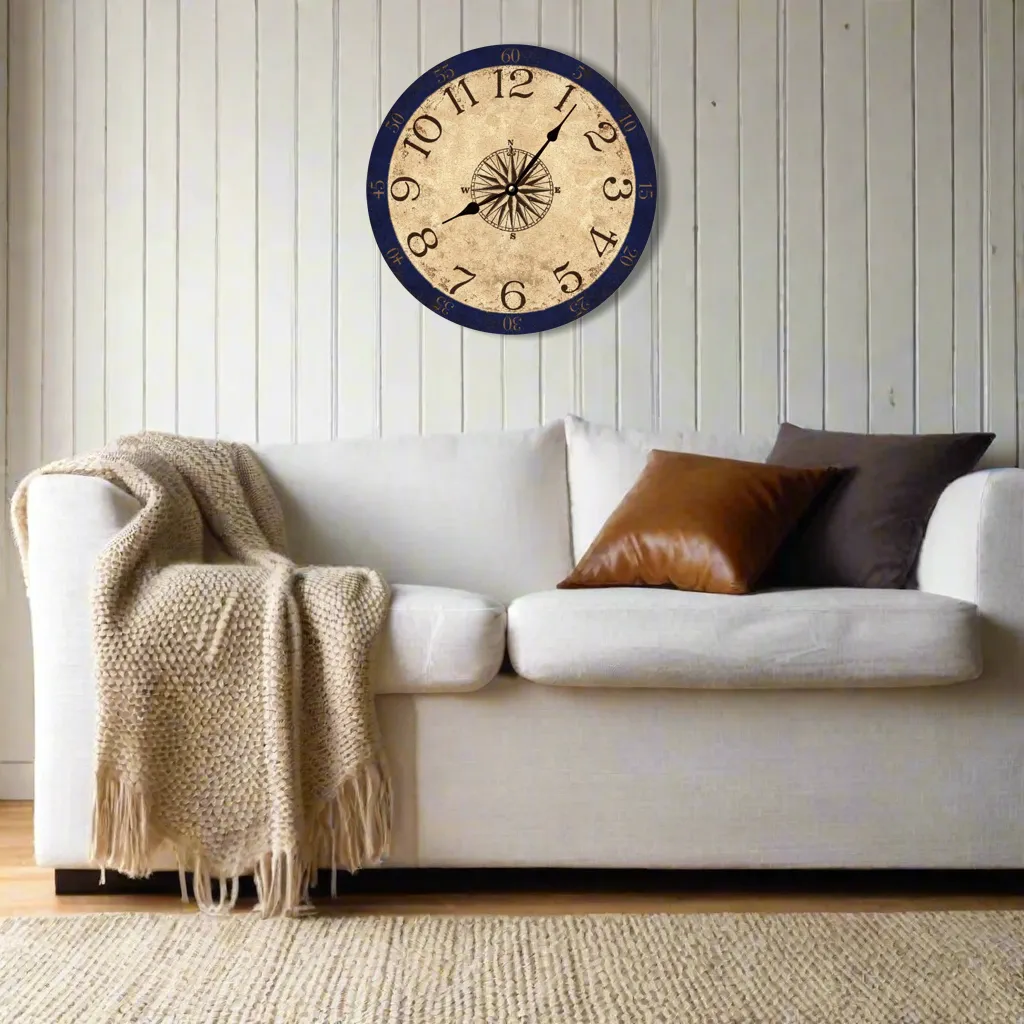 Rustic Compass Clock – Vintage Nautical Charm for Your Home