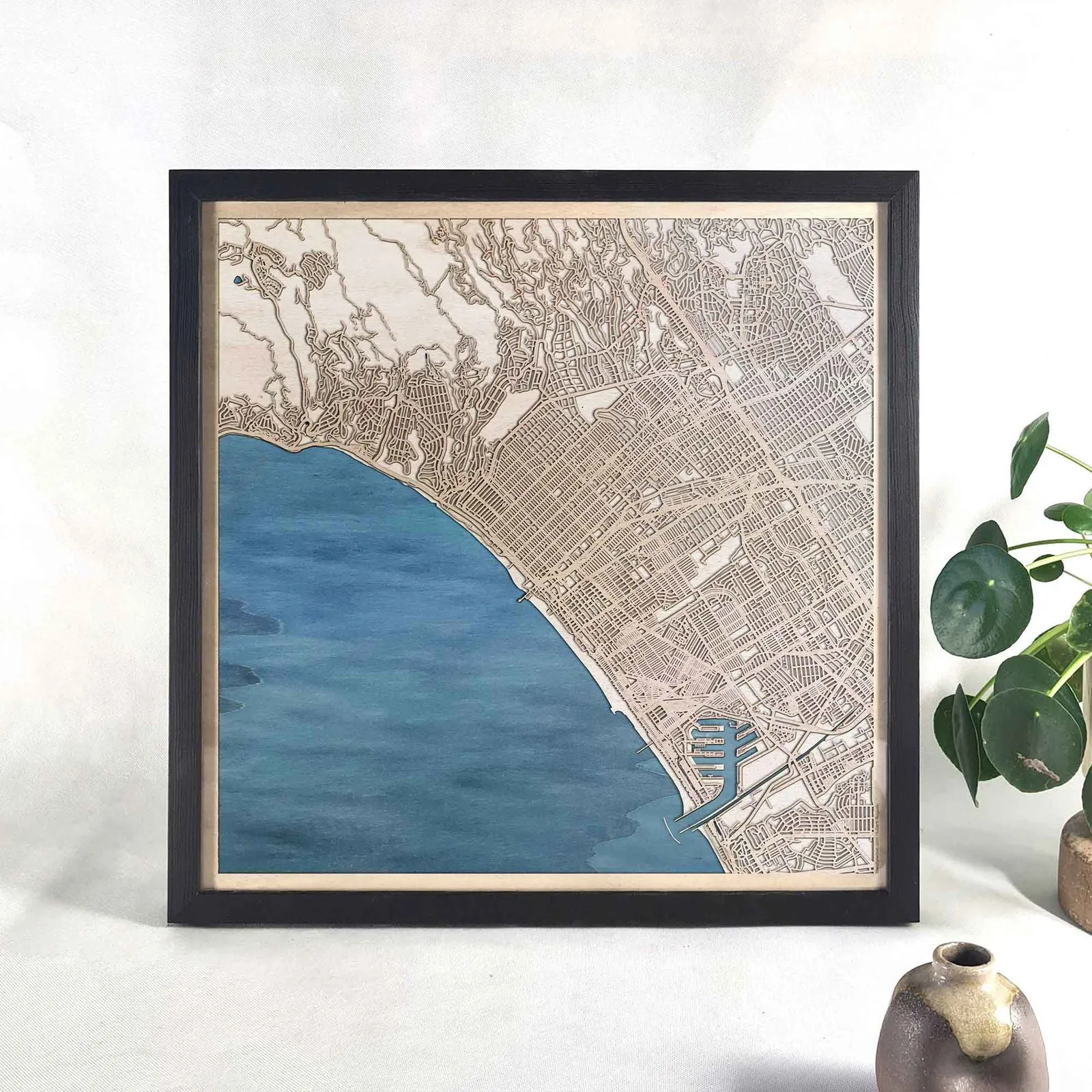Santa Monica Wooden Map