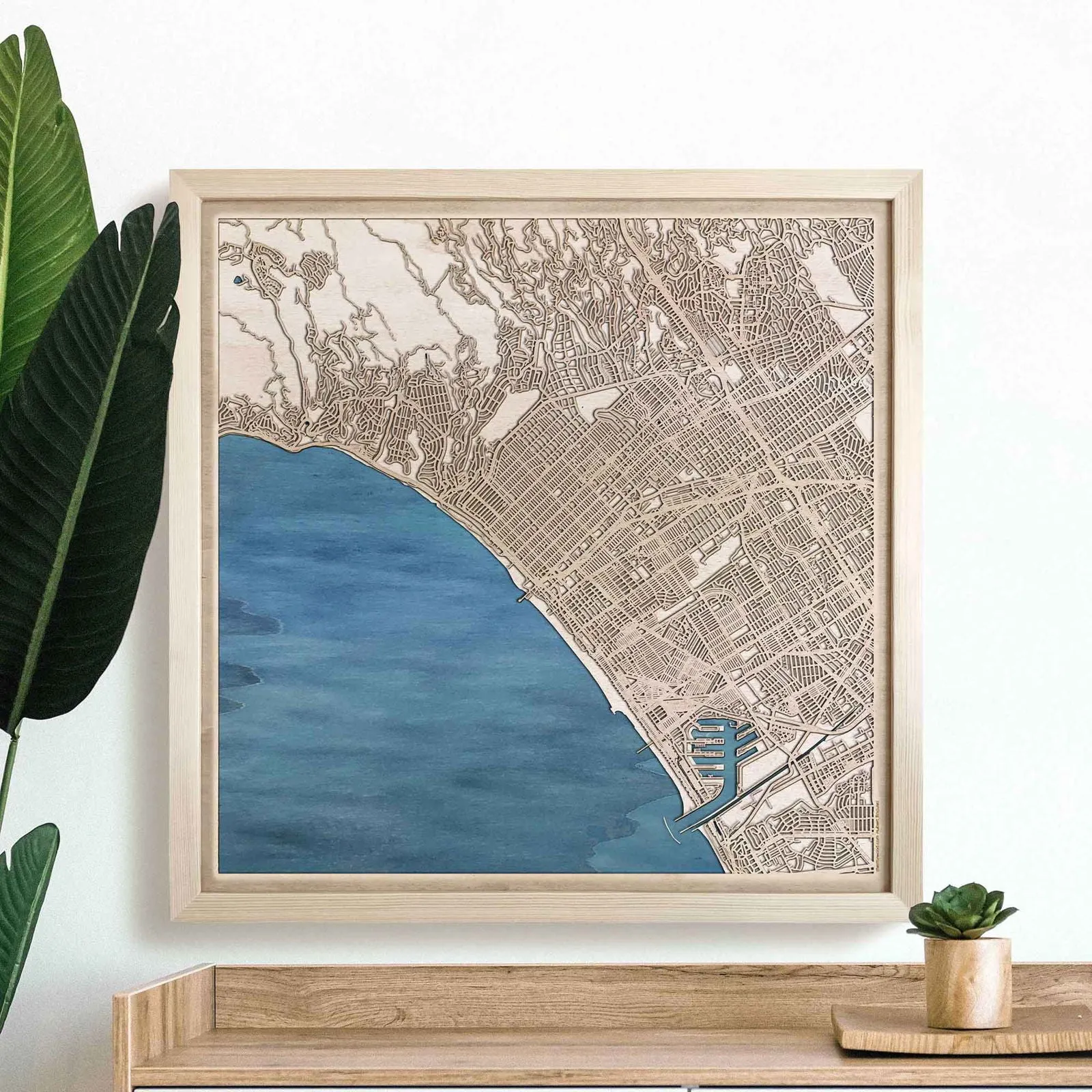 Santa Monica Wooden Map