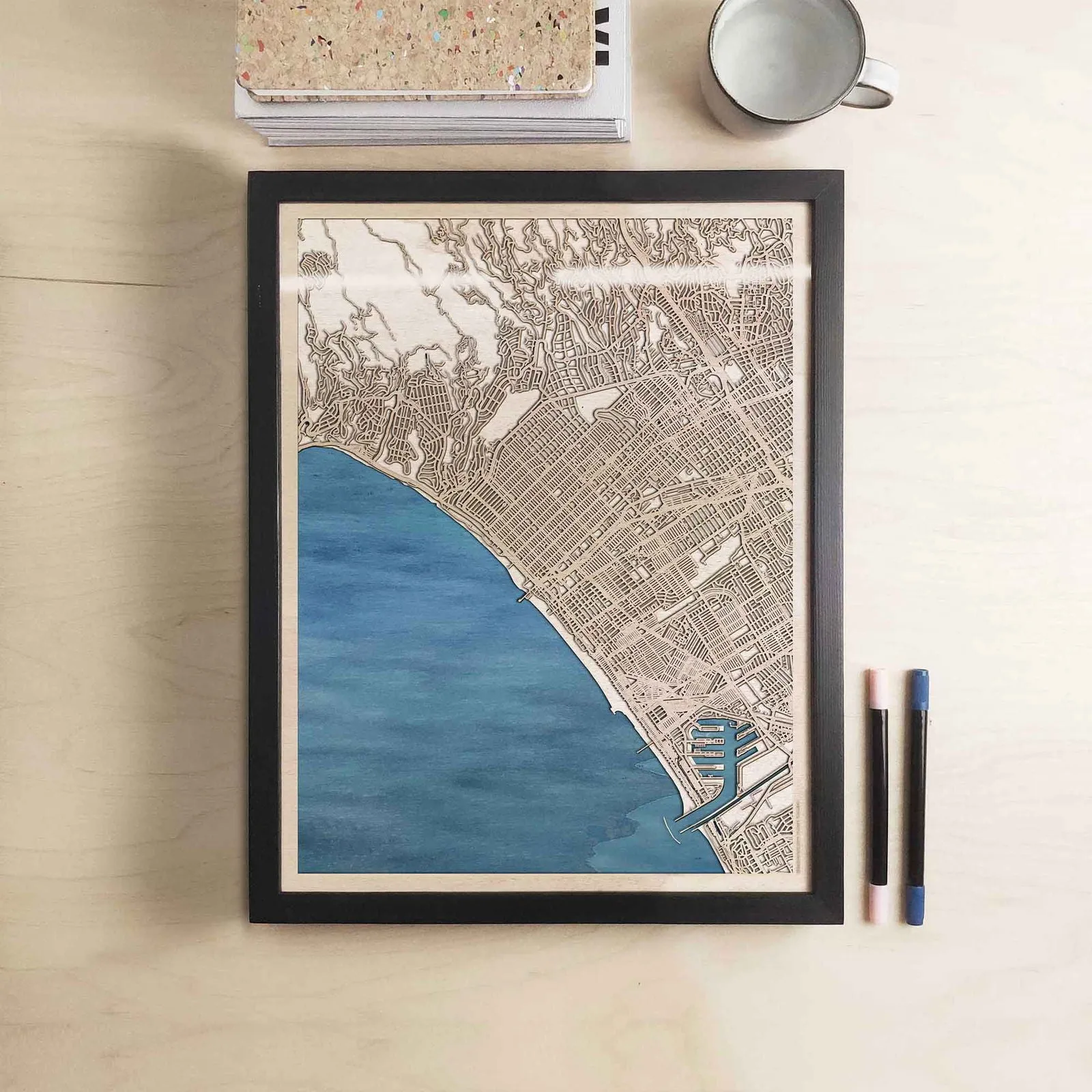 Santa Monica Wooden Map