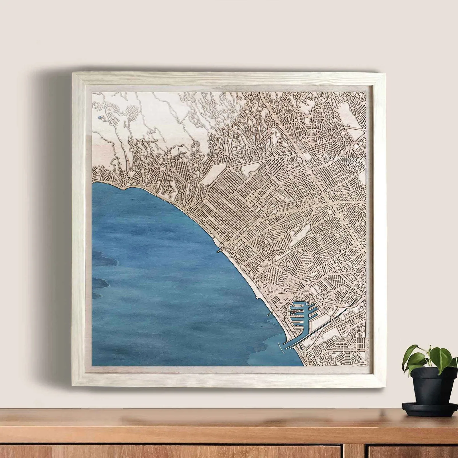 Santa Monica Wooden Map