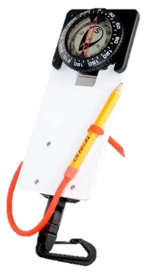 Trident Scuba Diving Slate and Pencil with Retractor and Compass