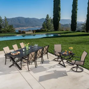 Walcott 10-piece Sling Dining Set with Expanding Table