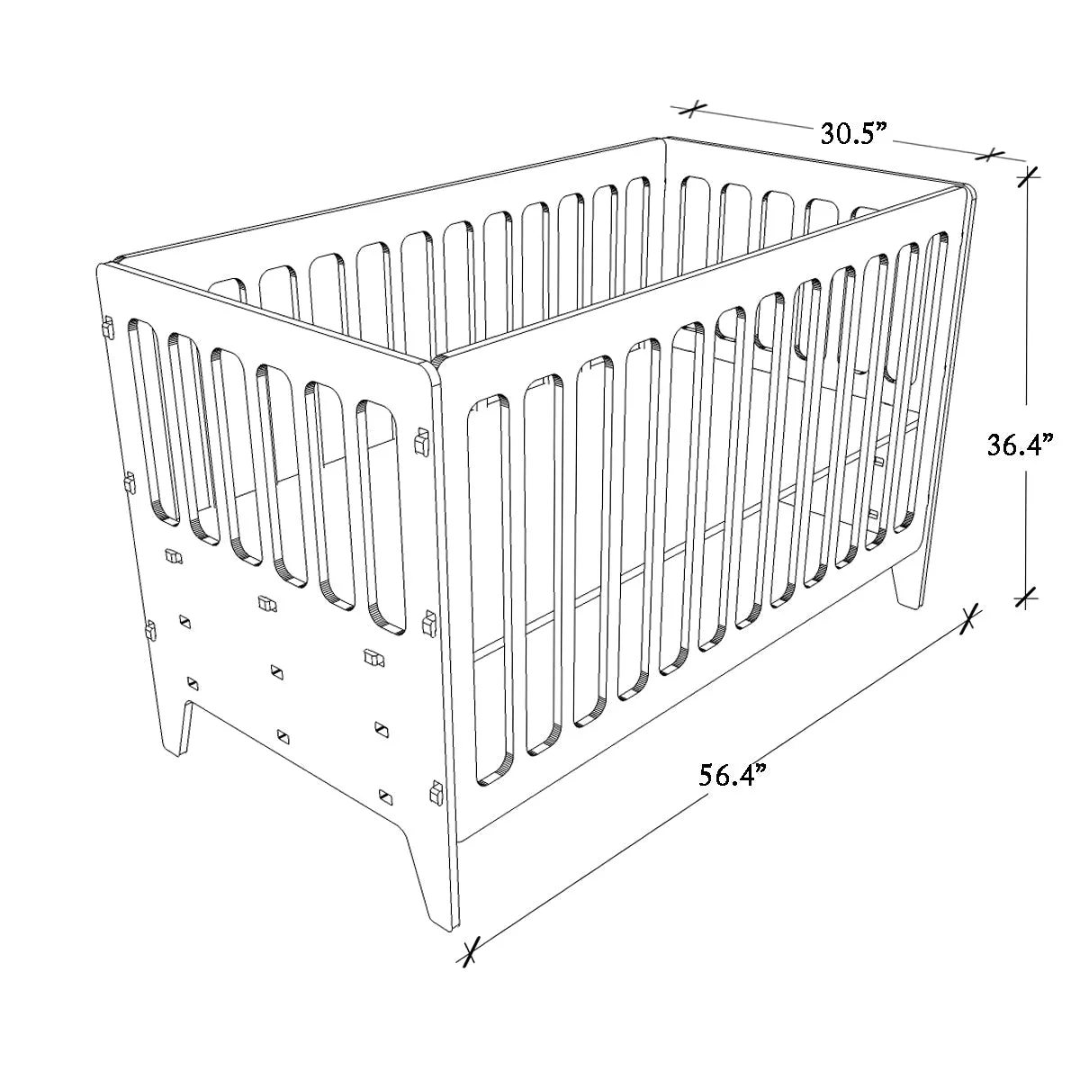 X&Y Large Gold Cherry Crib - White