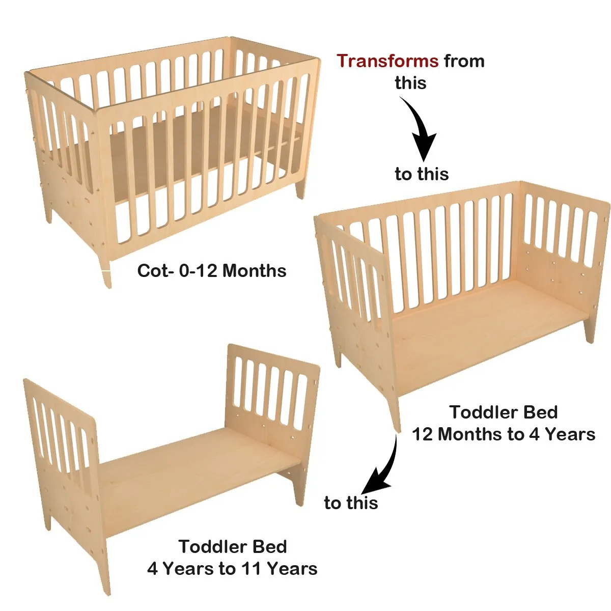X&Y Large Gold Cherry Crib - White