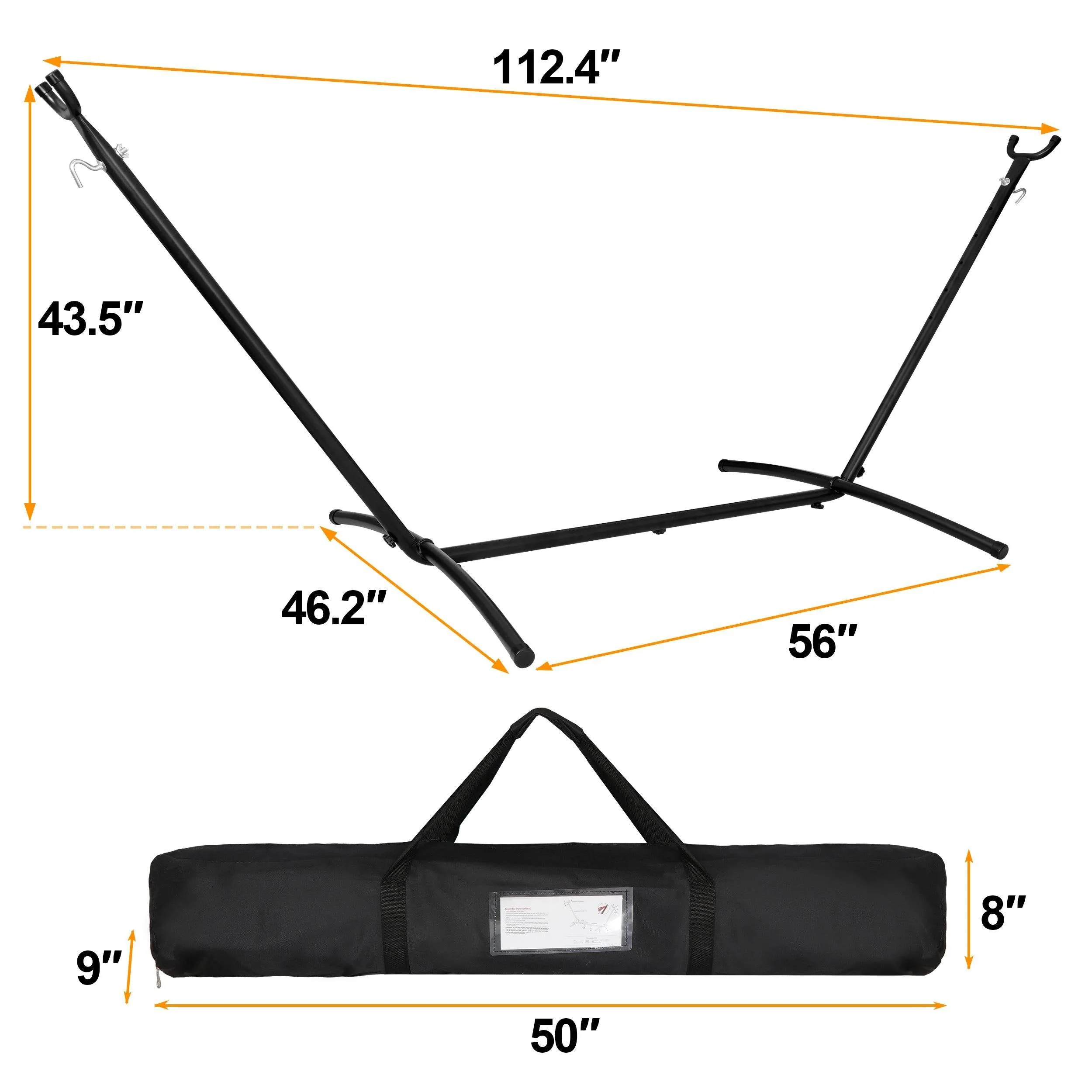 ZENY™ Portable Hammock Stand Heavy Duty 9ft Space Saving Steel Hammock Frame Stand Carrying Case